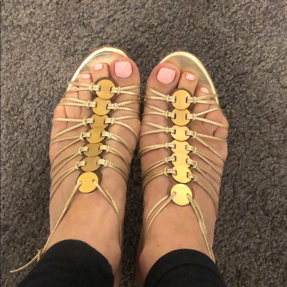 Authentic Jimmy Choo Gold Metallic Nappa Sandal,